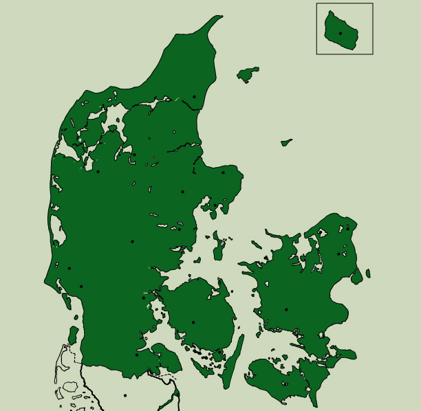 Danmarkskort med centre